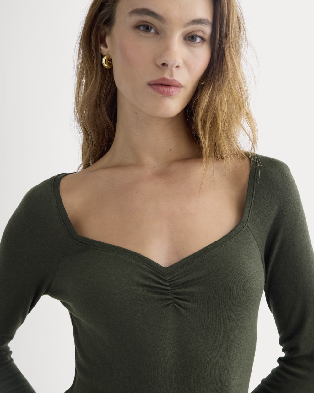 Sweetheart-Neck Top in Butterluxe | Dark Green