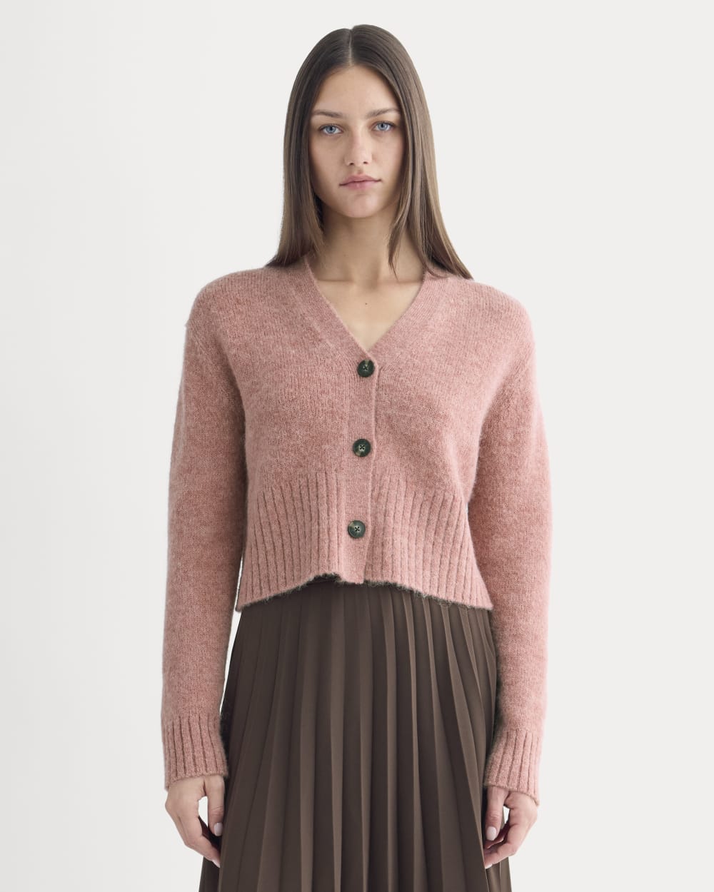 High V Cropped Cardigan in Alpaca | Heather Ash Rose