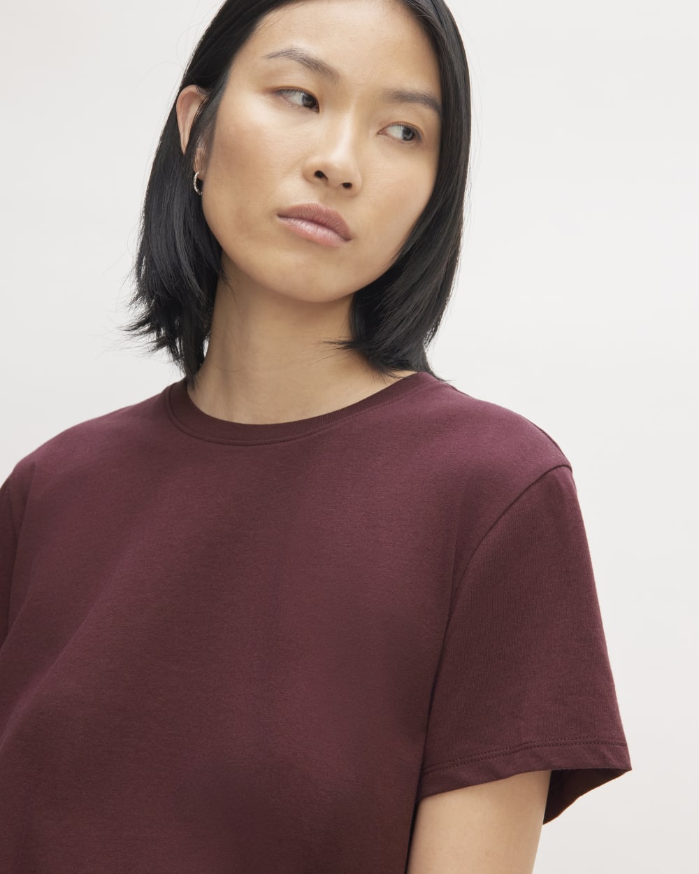 The Box-Cut Tee in Essential Cotton | Burgundy | No Pocket