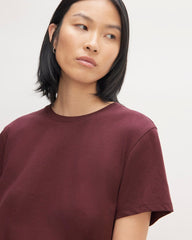 The Box-Cut Tee in Essential Cotton | Burgundy | No Pocket