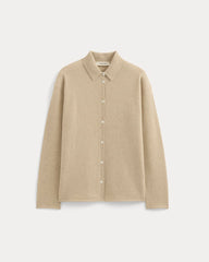 Cashmere Button-Up Shirt | Heather Light Camel
