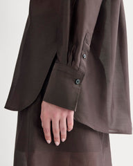 Oversized Shirt in Cotton-Silk Organza | Dark Chocolate
