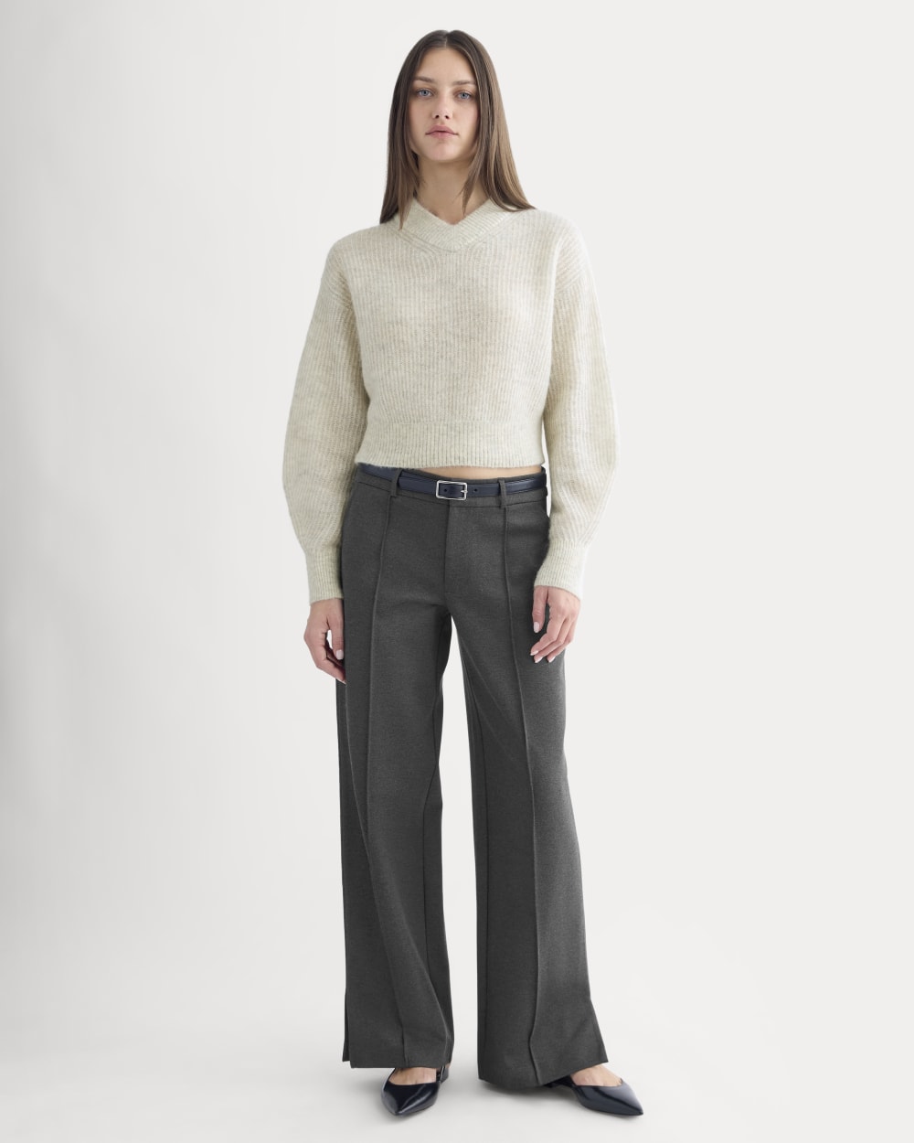 Dream Wide-Leg Trouser | Heathered Soot