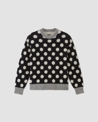 The Alpaca Polka Dot Oversized Crew | Black / Snow Polka Dot
