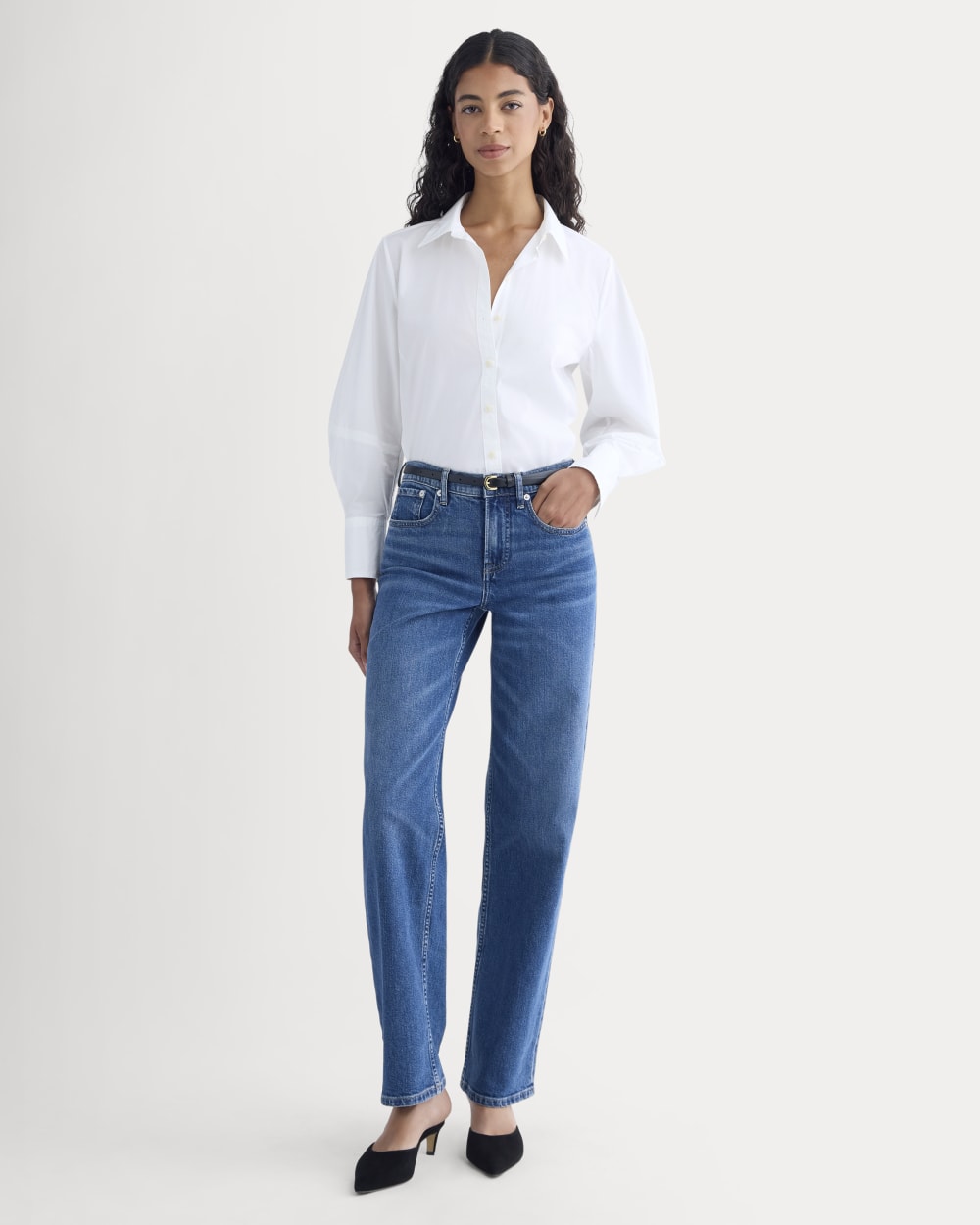 Lantern-Sleeve Shirt in Lightweight Cotton | White