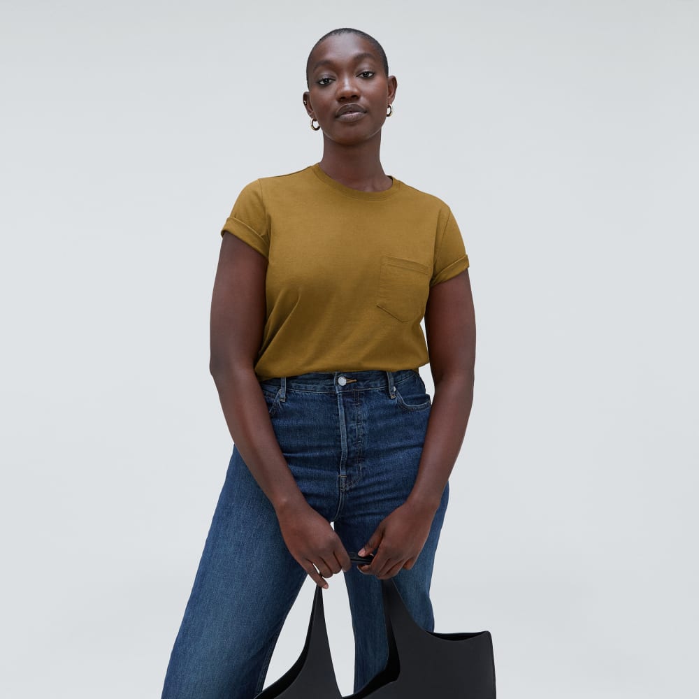 The Box-Cut Tee in Essential Cotton | Tapenade | Pocket