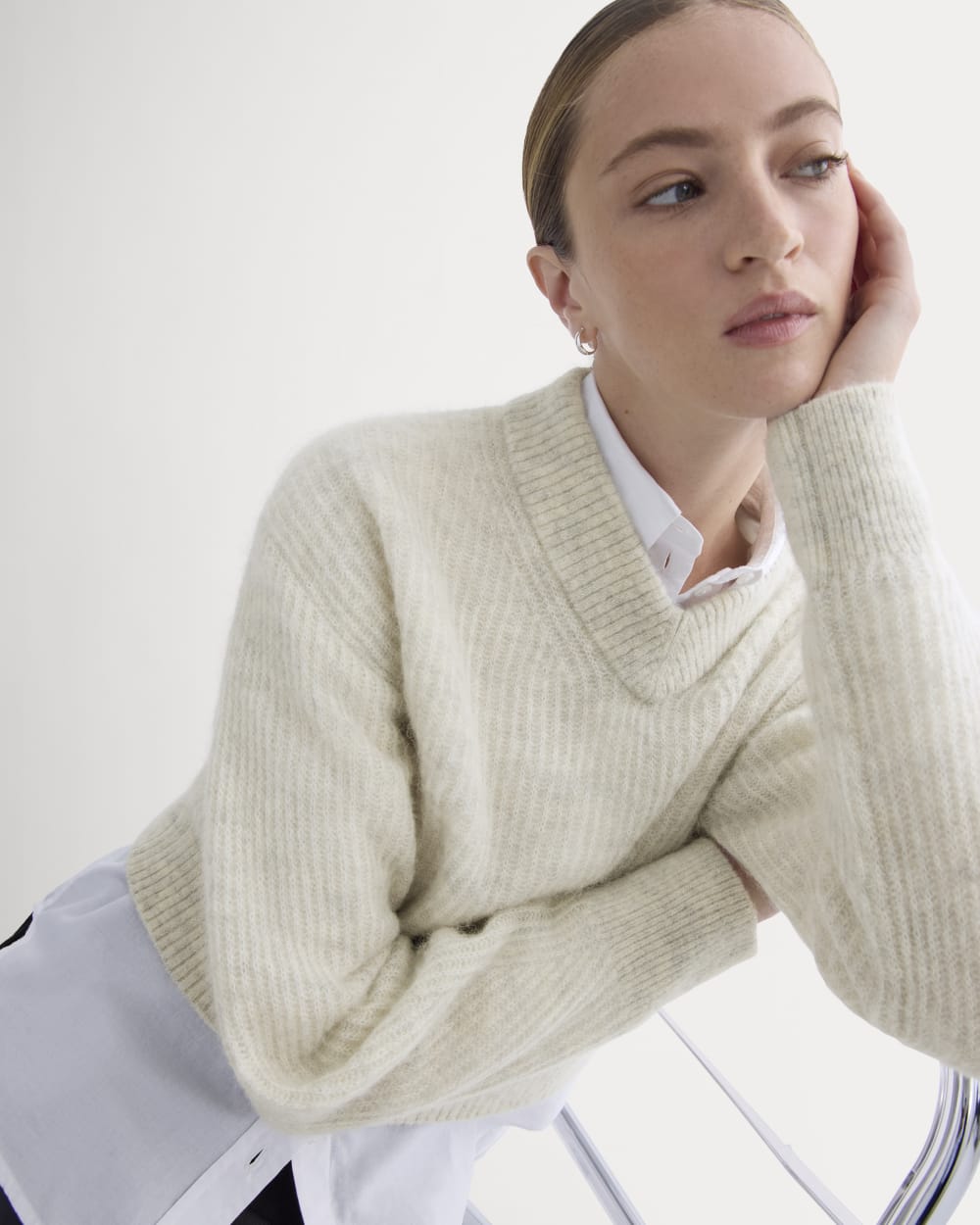 Cropped Cocoon Sweater in Alpaca | Almond