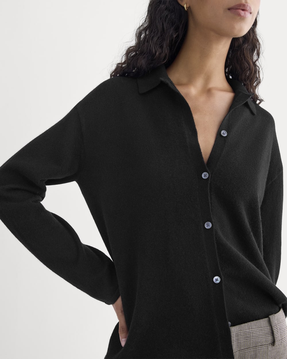 Cashmere Button-Up Shirt | Black