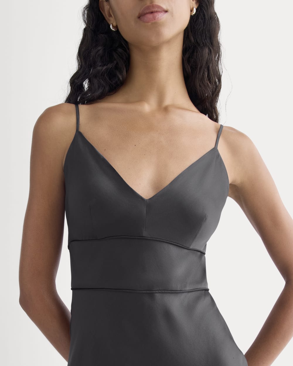 Bias Cut Slip Dress in Silk Charmeuse | Graphite