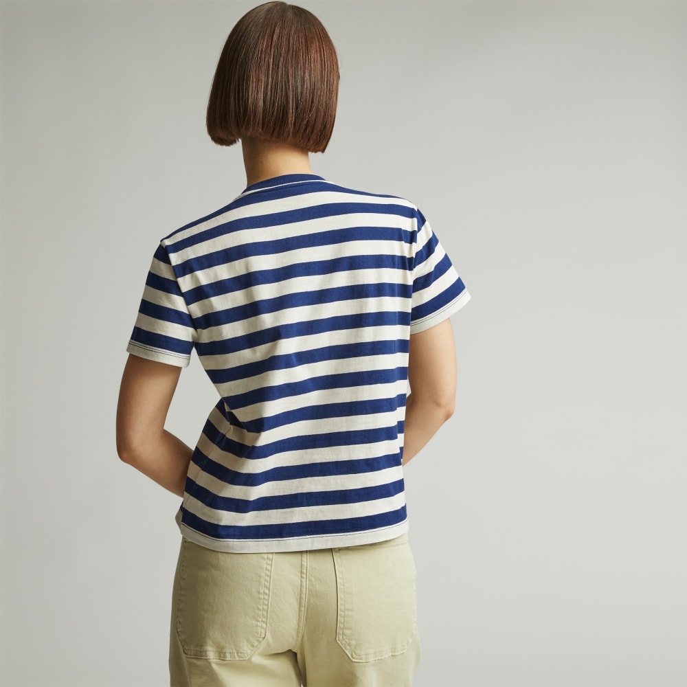 The Box-Cut Tee in Essential Cotton | Ocean Cavern / Canvas Tan | No Pocket