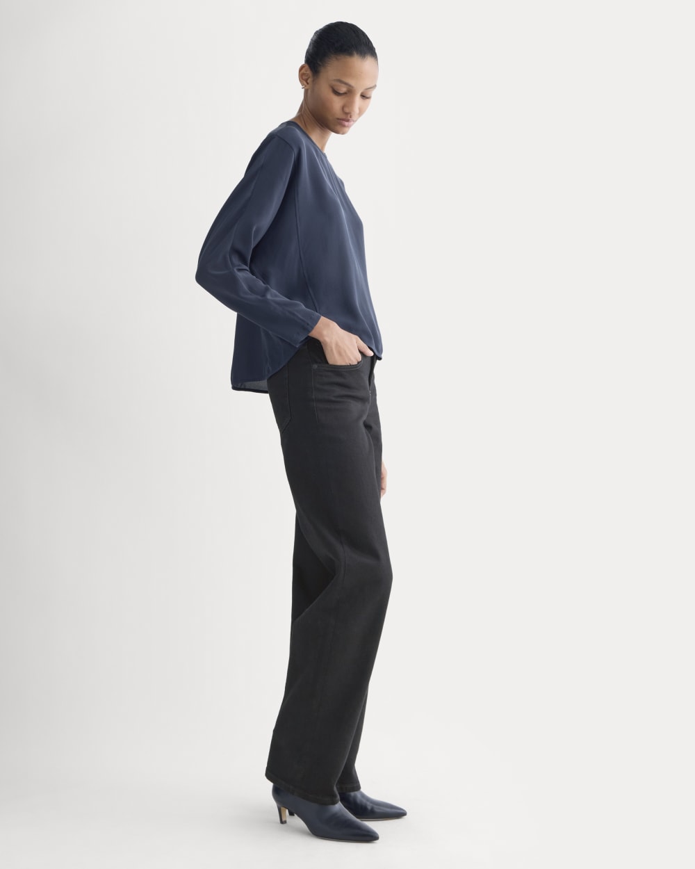 Dolman Top in Washable Silk | Navy