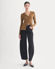 Sheer V-Neck Cardigan in Butterluxe | Toffee