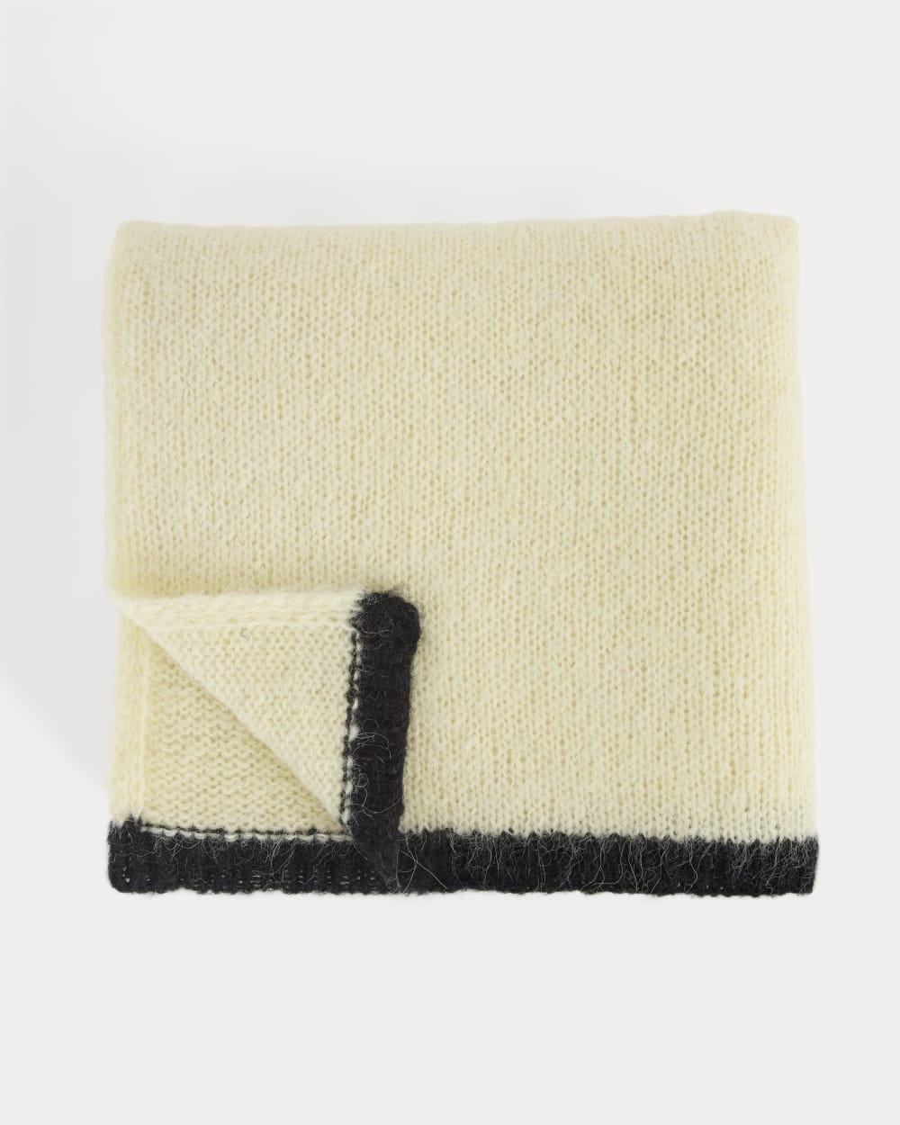 Plush Alpaca Scarf | Bone/ Black