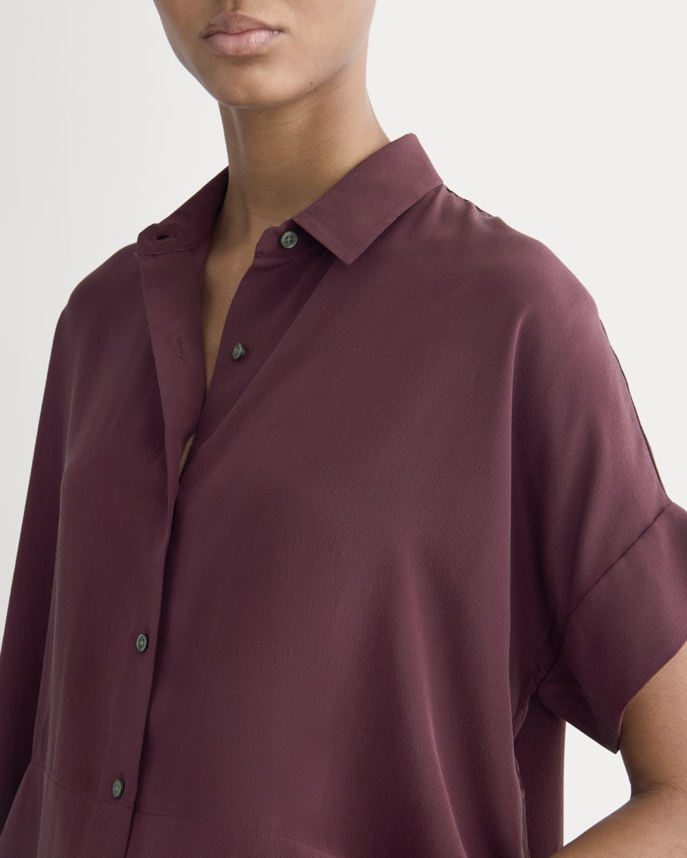 The Boxy Shirt in Washable Silk | Deep Plum