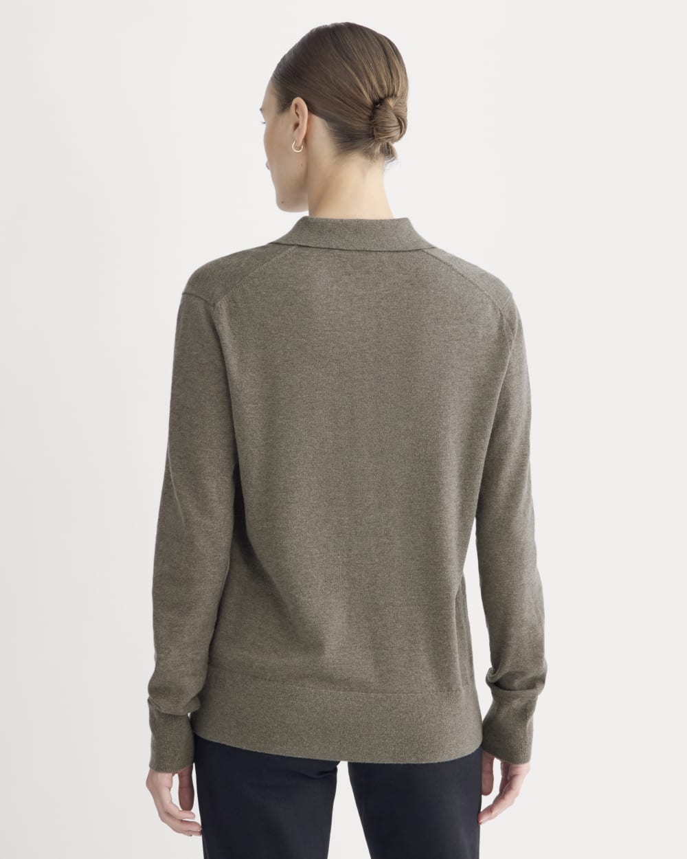 Oversized Polo Sweater in Cotton Merino | Heather Ash Taupe