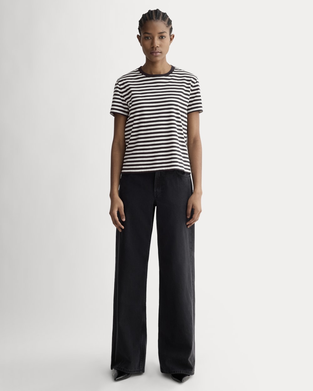 The Box-Cut Tee in Essential Cotton | Black / Bone | No Pocket