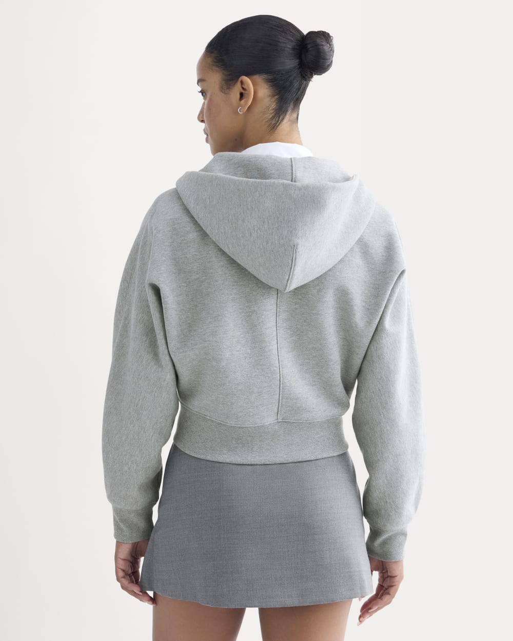 Luxe Fleece Full-Zip Cropped Hoodie | Vintage Heather Grey