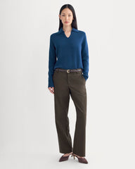 Cashmere Polo Sweater | Deep Lazuli Blue