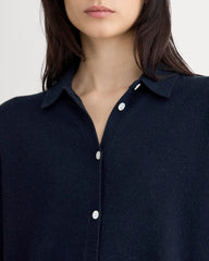 Cashmere Button-Up Shirt | Navy