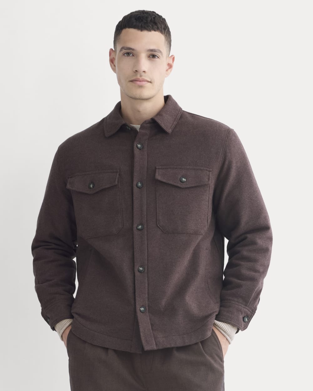 Heavyweight Waffle Twill Overshirt | Heather Earth Brown