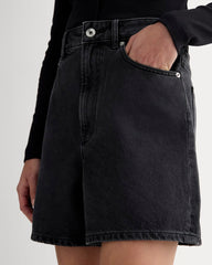 The A-Line Denim Short | Washed Black