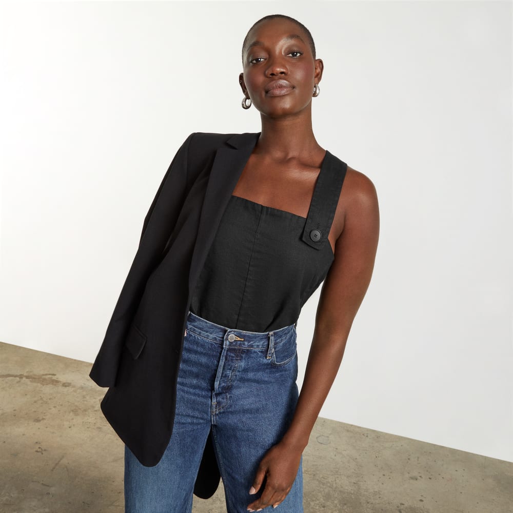 The Apron Linen Tank | Black