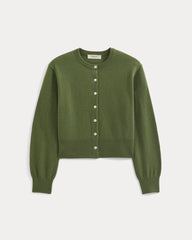 Cashmere Cropped Cardigan | Forest Green