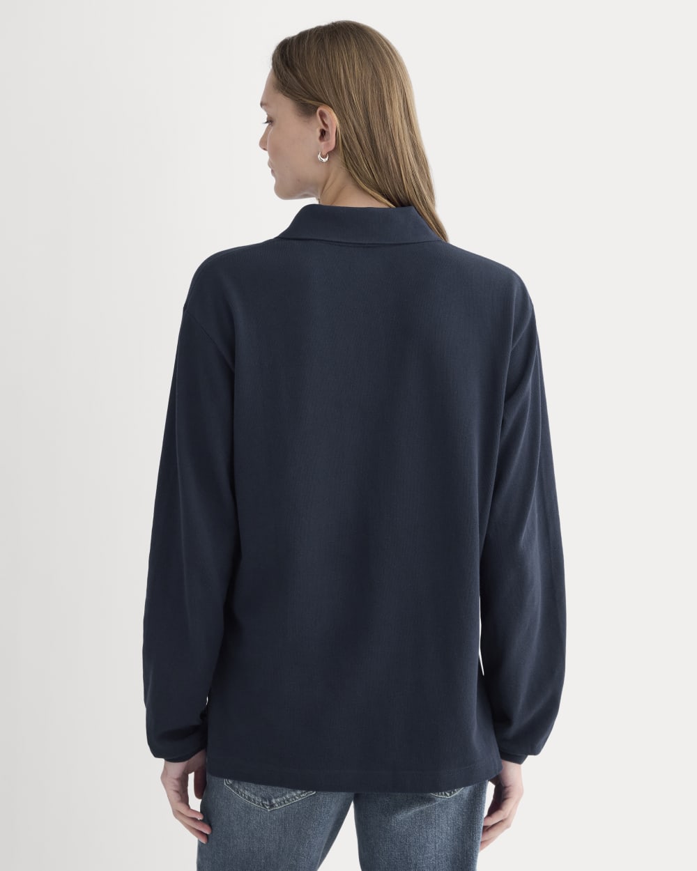 Oversized Pique Polo | Deep Navy