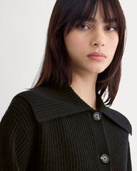 Fisherman Cardigan in Wool Cashmere | Black