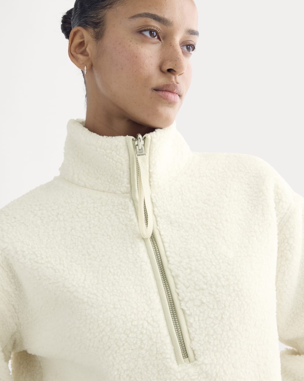 Reversible Teddy Half-Zip Pullover | Bone/Birch
