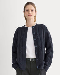 Cable Cardigan in Extrafine Luxe Merino | Navy