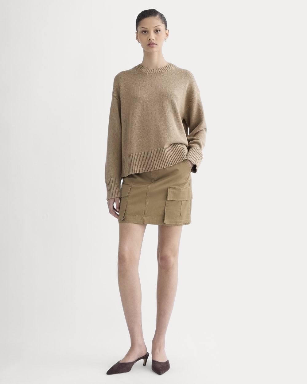 The Boxy Sweater in Everyday Cotton | Dark Heathered Camel