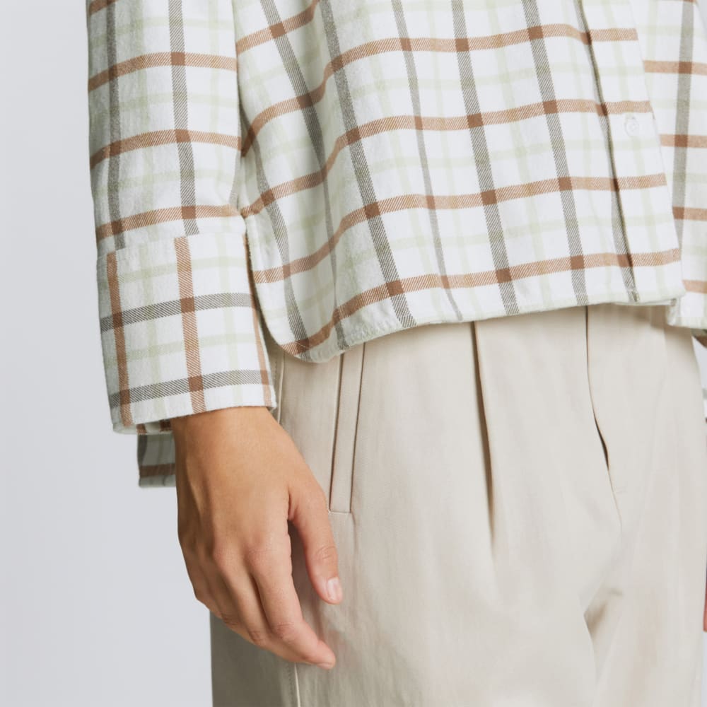 The Boxy Flannel | Seafoam / Tobacco Brown Plaid