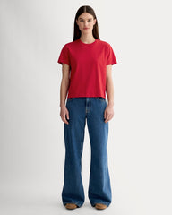 The Box-Cut Tee in Essential Cotton | Berry Red  | No Pocket