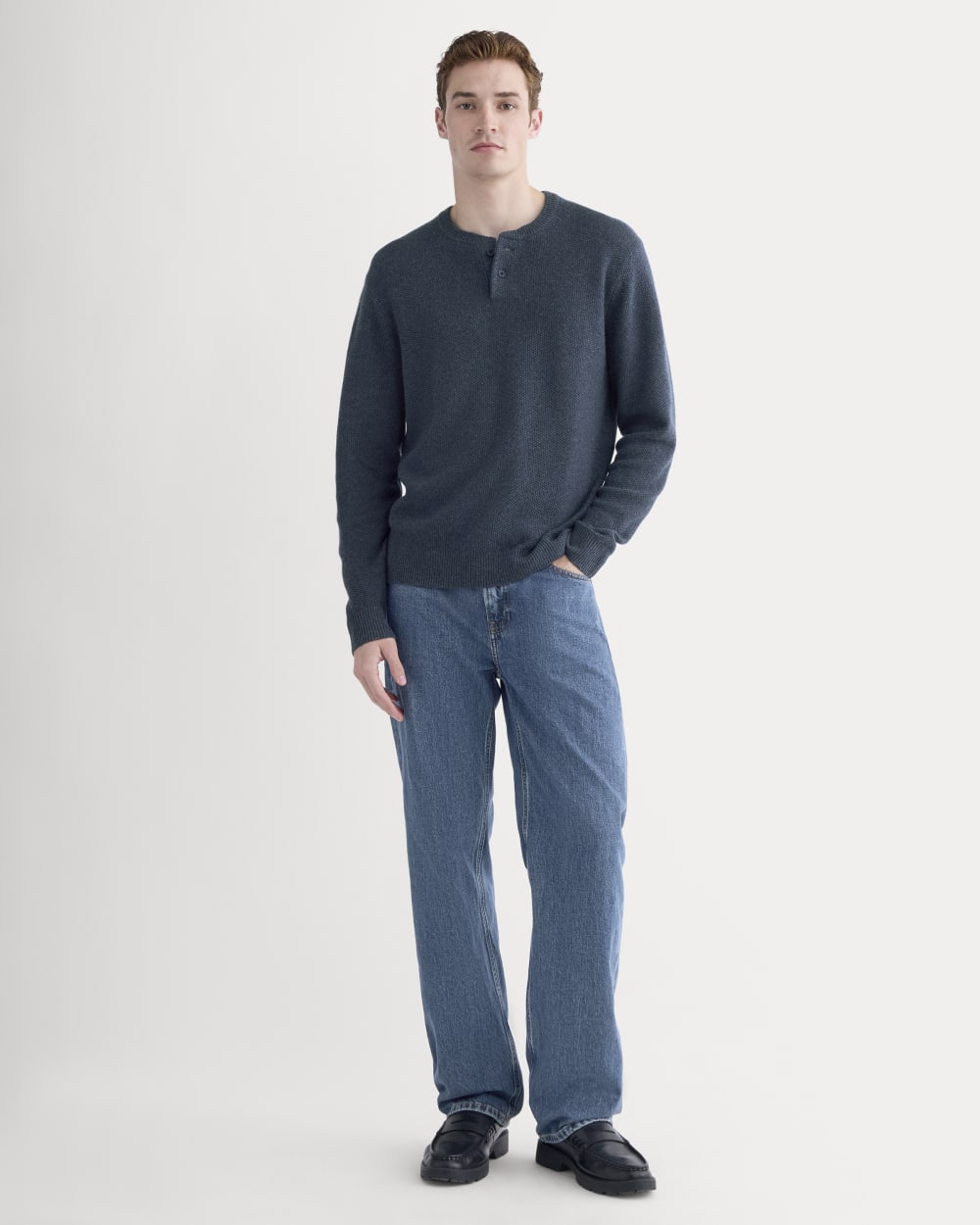 Henley in Wool Cashmere | Indigo
