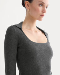 Knit Scoop-Neck Top | Heathered Soot