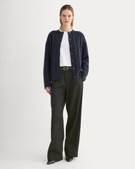 Cable Cardigan in Extrafine Luxe Merino | Navy