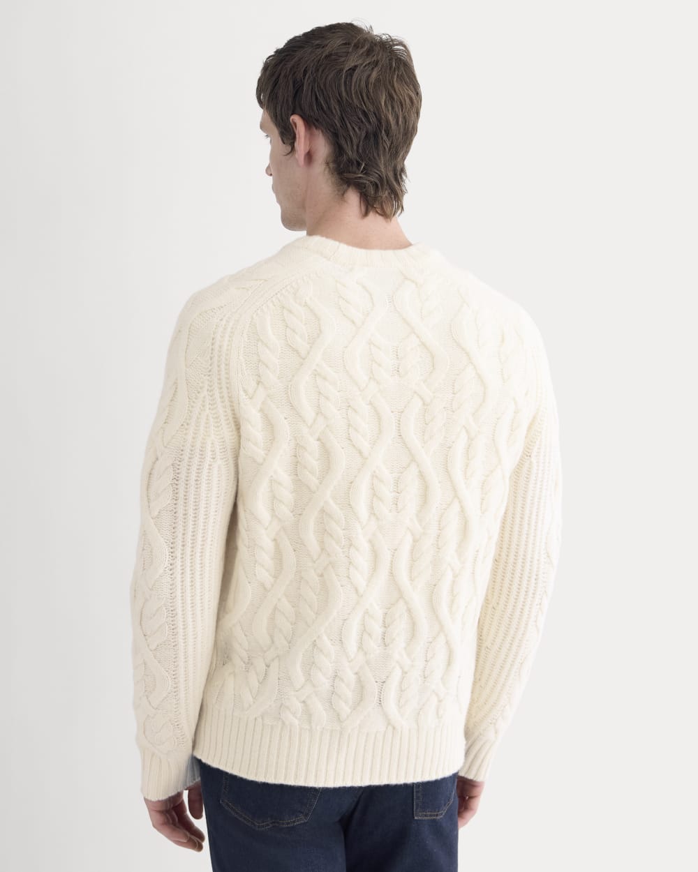 Cable Knit Crew in Luxe Merino | Bone