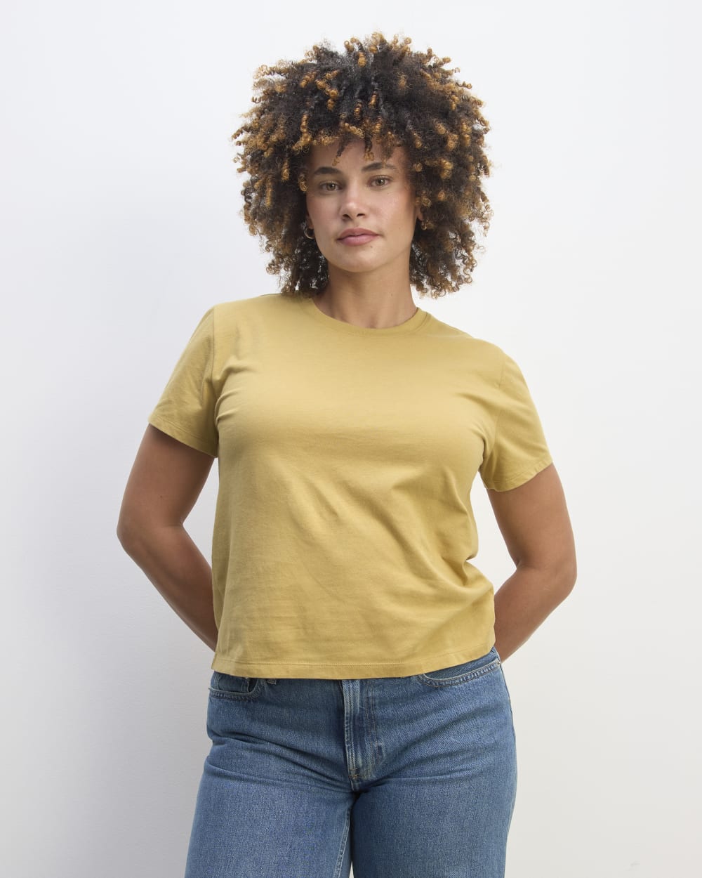 The Box-Cut Tee in Essential Cotton | Golden Oak | No Pocket