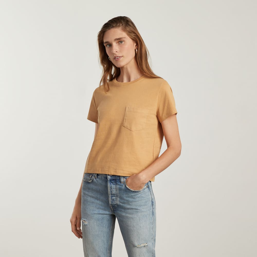 The Box-Cut Tee in Essential Cotton | Iced Coffee | Pocket