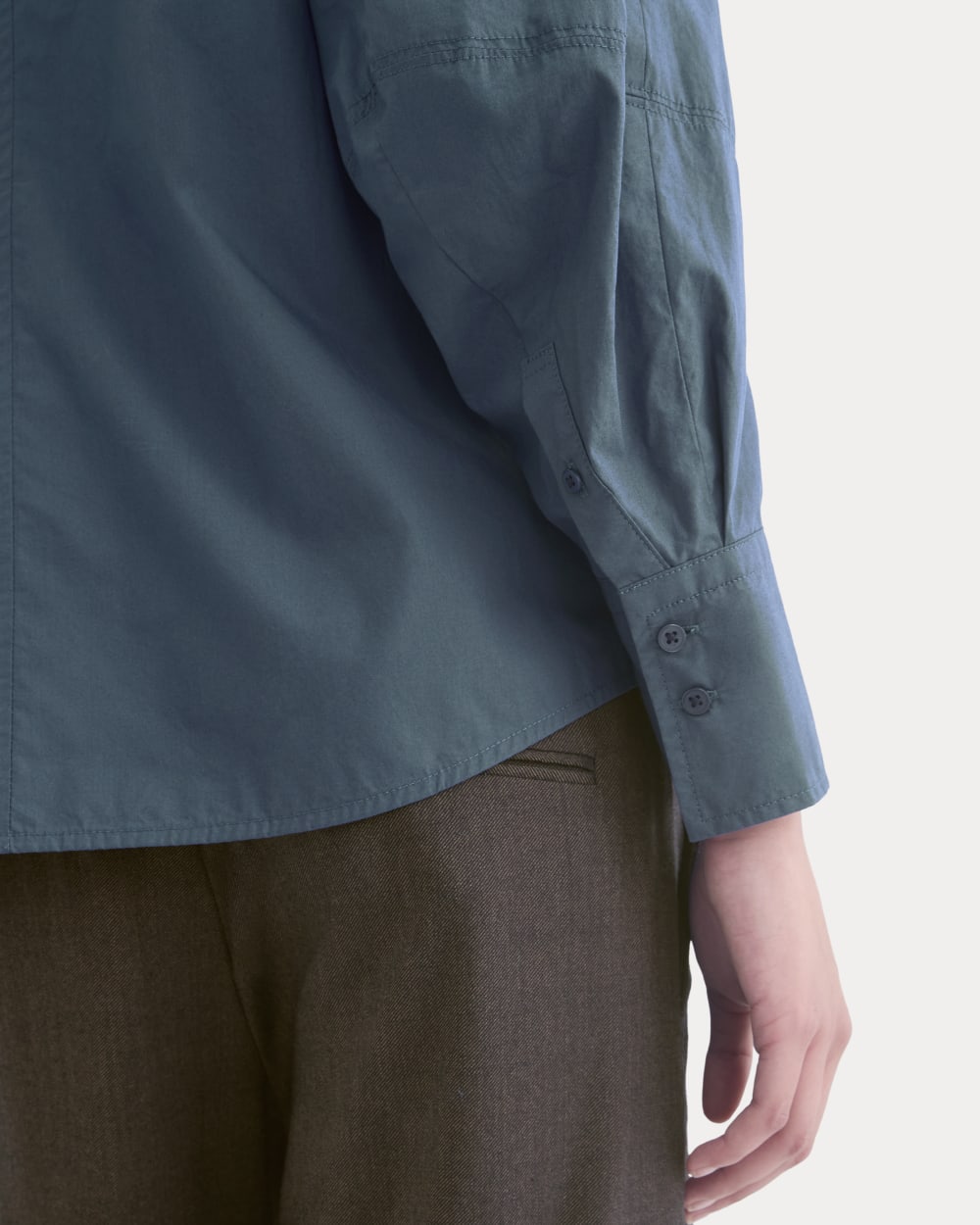 Lantern-Sleeve Shirt in Lightweight Cotton | Deep Lazuli Blue