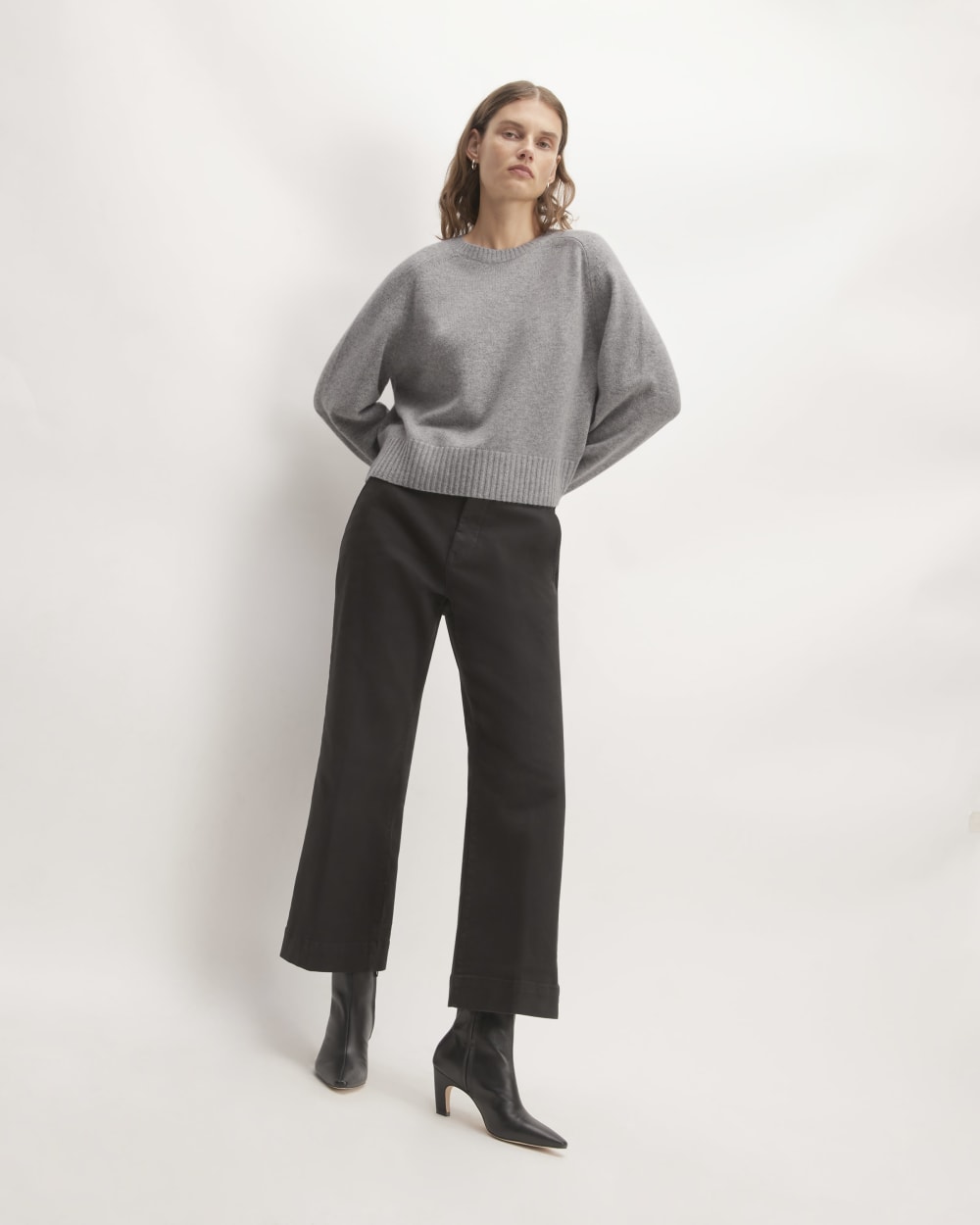 The Boxy Crew in Cashmere | Heathered Grey