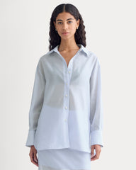 Oversized Shirt in Cotton-Silk Organza | Kentucky Blue