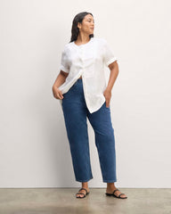 The Bib Shirt in Linen | White
