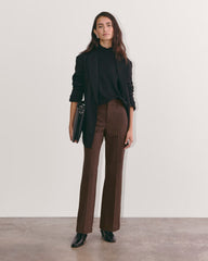The Bi-Stretch Flare Pant | Brown Houndstooth