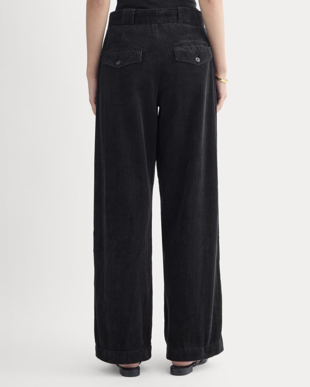 Corduroy Wide-Leg Trouser | Black