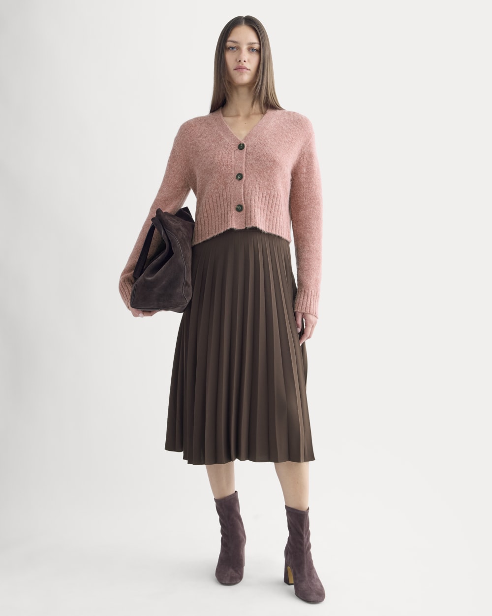 High V Cropped Cardigan in Alpaca | Heather Ash Rose