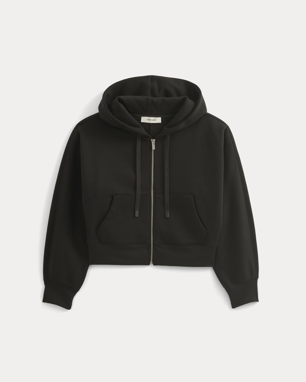 Luxe Fleece Full-Zip Cropped Hoodie | Black