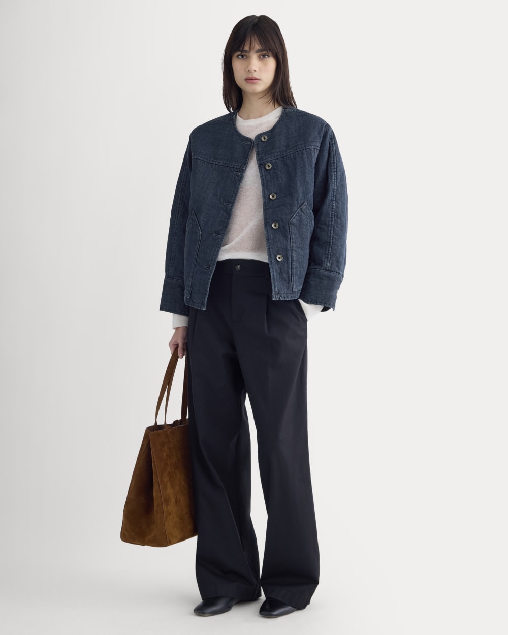 Denim Quilted Barrel Jacket | Midnight