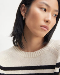 The Boxy Crew in Cashmere | Bone / Black